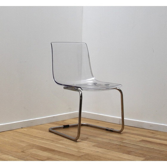 Image 1 of Vintage Tobias dining chair in chrome metal and plastic for Ikea