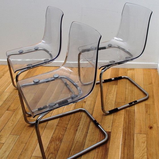 Image 1 of Vintage Tobias dining chair in chrome metal and plastic for Ikea