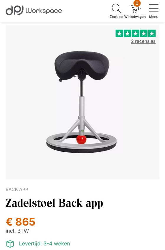 Image 1 of Backapp Smart Ergonomic Saddle Chair