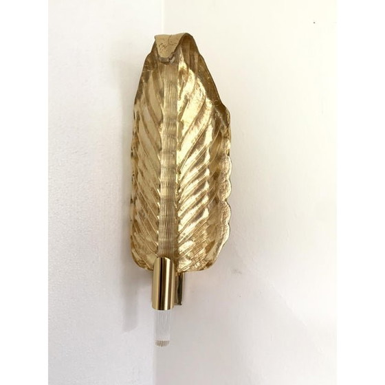 Image 1 of Set Of Two Mid-Century Modern Gold Leaf Murano Glass Wall Sconce