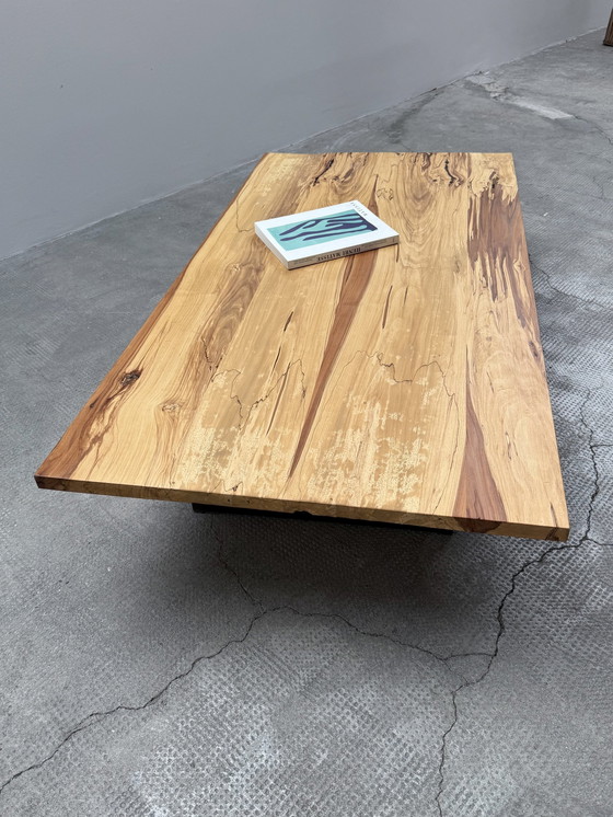 Image 1 of Coffee table Japanese design pear wood steel black solid 156Cm