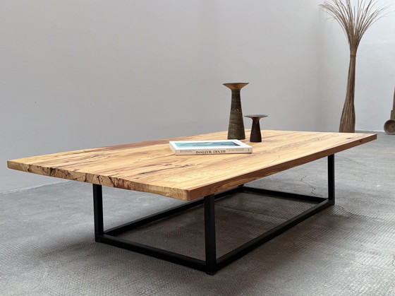 Image 1 of Coffee table Japanese design pear wood steel black solid 156Cm