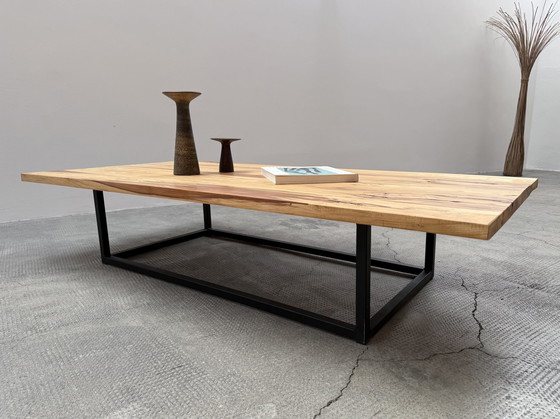 Image 1 of Coffee table Japanese design pear wood steel black solid 156Cm