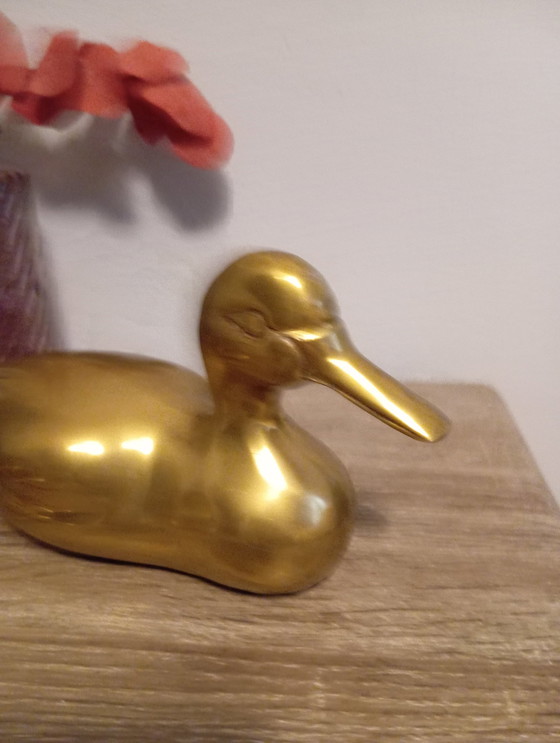 Image 1 of Figurine Canard En Laiton, Vintage