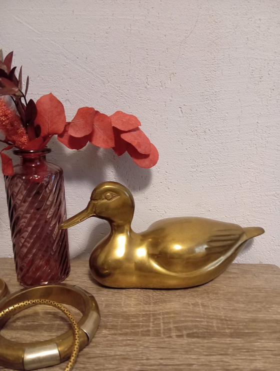 Image 1 of Figurine Canard En Laiton, Vintage