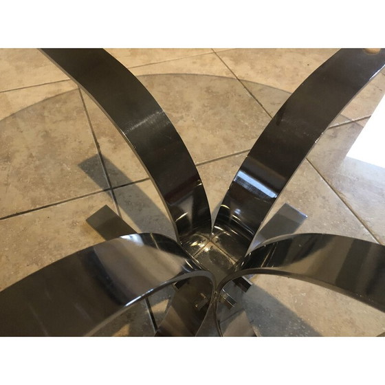 Image 1 of Vintage glass and chrome coffee table, 1970