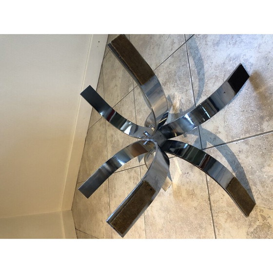 Image 1 of Vintage glass and chrome coffee table, 1970