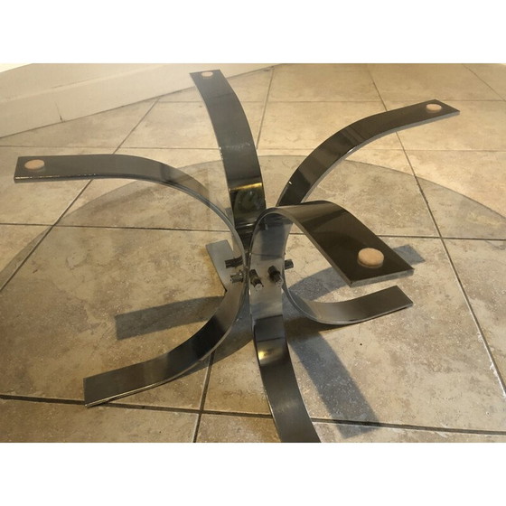 Image 1 of Vintage glass and chrome coffee table, 1970