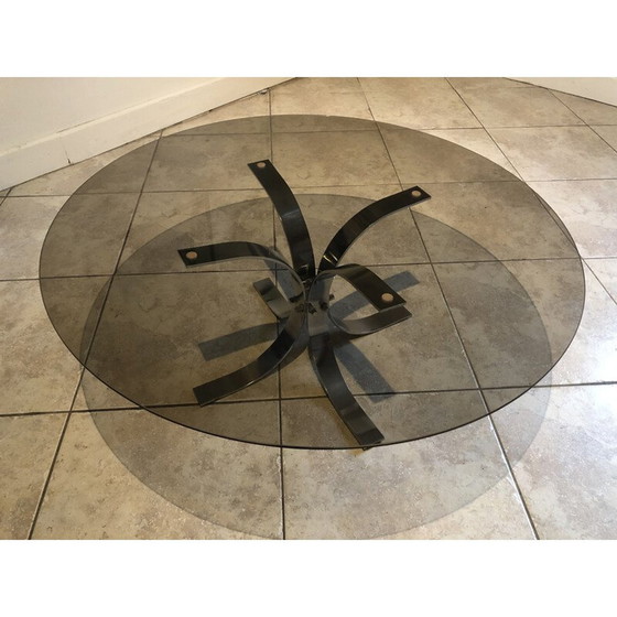 Image 1 of Vintage glass and chrome coffee table, 1970