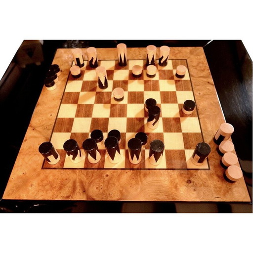 Vintage chess board and chairs by Paul Michel, 1970