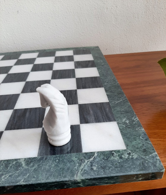Image 1 of Échiquier vintage en marbre XL et jeux d'échecs vintage en marbre