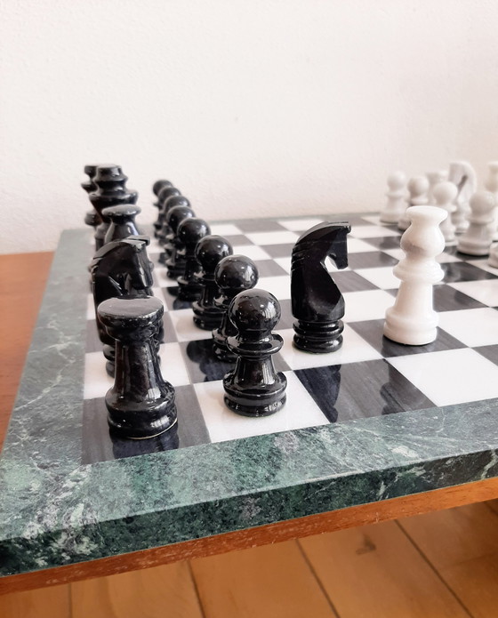 Image 1 of Échiquier vintage en marbre XL et jeux d'échecs vintage en marbre