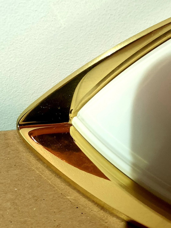 Image 1 of Sconce (1 Of 5), Wall Light, Art Deco, Mid Century Modern, Brass, Opaline Glass, Glashutte Limburg, Hyper Vintage, Very Rare