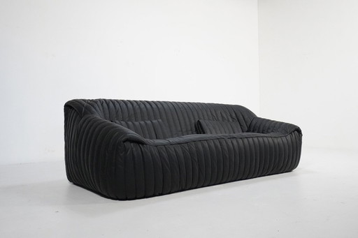 Sandra 3-Seater Sofa Black Leather