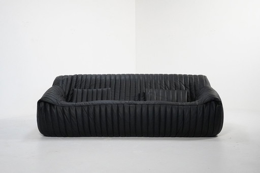 Sandra 3-Seater Sofa Black Leather