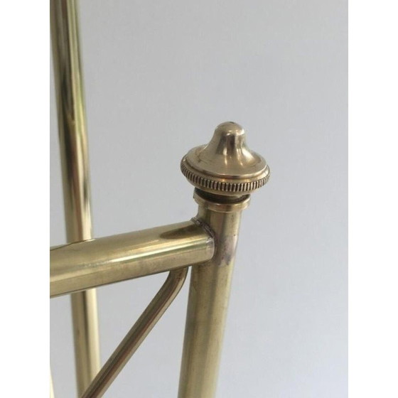 Image 1 of Vintage neoclassical brass magazine rack with glass shelf by Maison Jansen