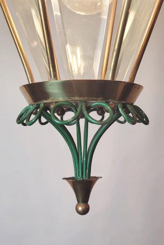 Image 1 of Linterna de latón y cristal biselado