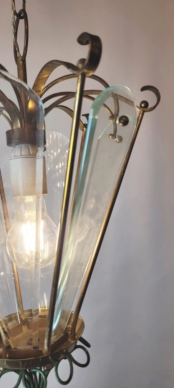 Image 1 of Linterna de latón y cristal biselado