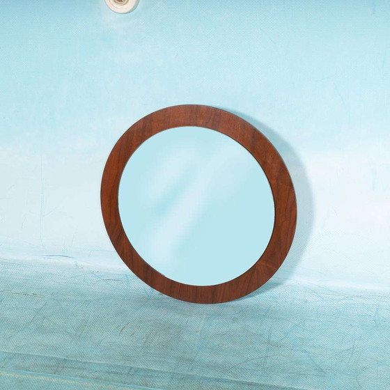 Image 1 of Vintage wall mirror walnut, sixties minimal walnut mirror
