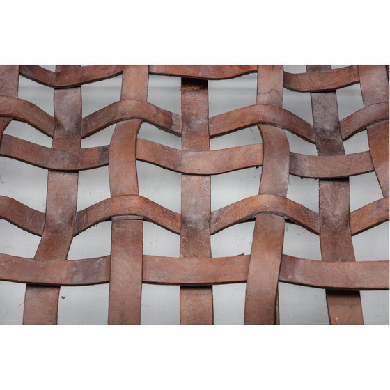 Image 1 of Vintage sculptural woven leather armchair, 1950s