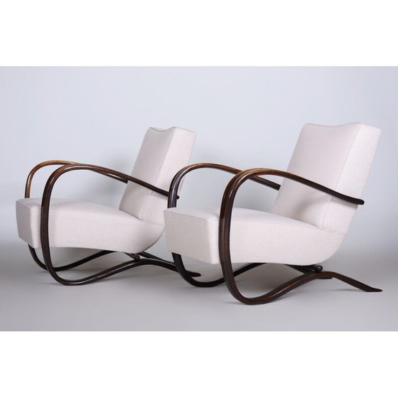 Image 1 of Pair of vintage white armchairs by Halabala for Up Zavody, Czechoslovakia 1930