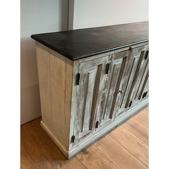 Image 1 of 6-door vintage patinated oak cabinet