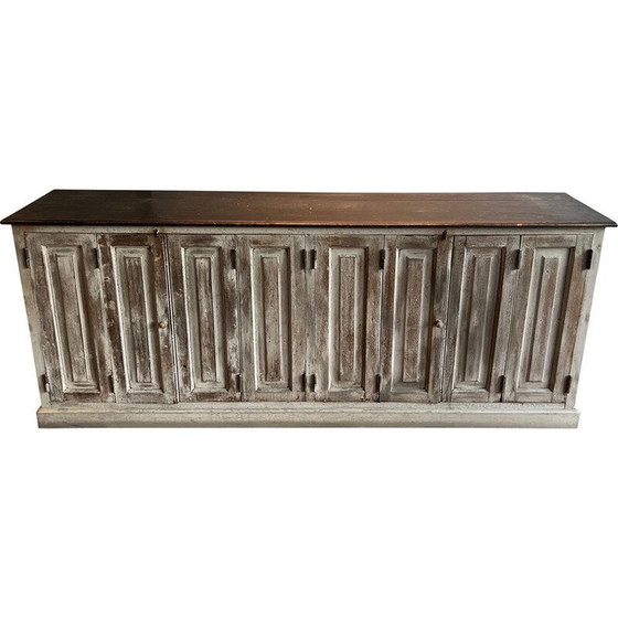 Image 1 of 6-door vintage patinated oak cabinet