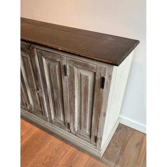 Image 1 of 6-door vintage patinated oak cabinet