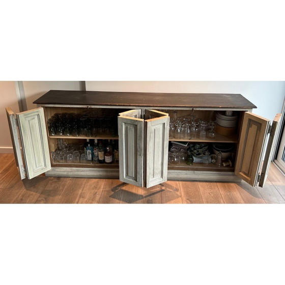 Image 1 of 6-door vintage patinated oak cabinet