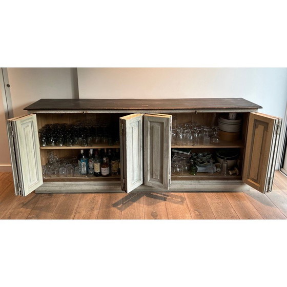 Image 1 of 6-door vintage patinated oak cabinet