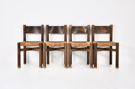 Image 1 of Chaises Meribel par Charlotte Perriand pour Steph Simon, 1950, ensemble de 4