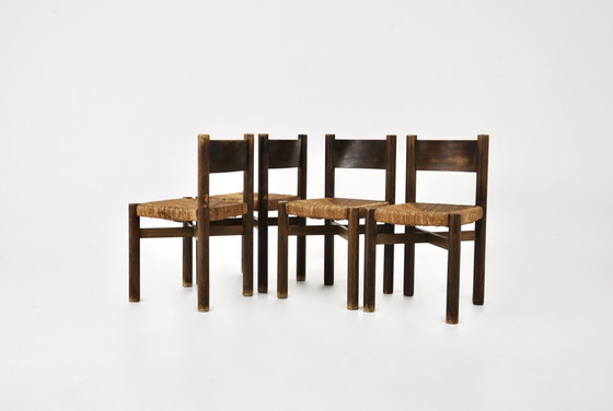 Image 1 of Chaises Meribel par Charlotte Perriand pour Steph Simon, 1950, ensemble de 4