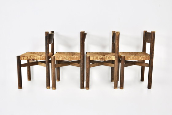 Image 1 of Chaises Meribel par Charlotte Perriand pour Steph Simon, 1950, ensemble de 4