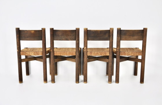 Image 1 of Chaises Meribel par Charlotte Perriand pour Steph Simon, 1950, ensemble de 4