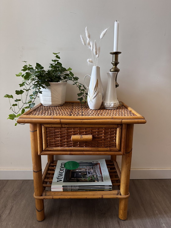 Image 1 of Rattan side table