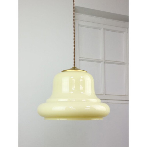 Vintage brass and glass pendant lamp, Italy