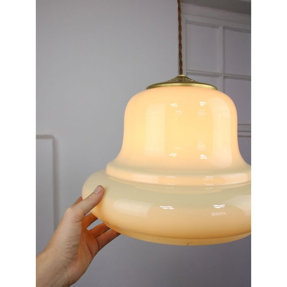 Image 1 of Lampada a sospensione vintage in ottone e vetro, Italia