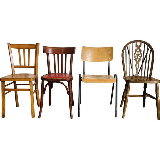 Image 1 of Set of 4 mismatched vintage chairs