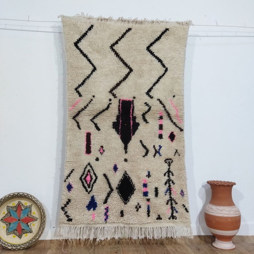 Klein Handgemaakt Marokkaans Berbertapijt - Small Handmade Moroccan Berber Carpet