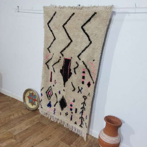 Klein Handgemaakt Marokkaans Berbertapijt - Small Handmade Moroccan Berber Carpet