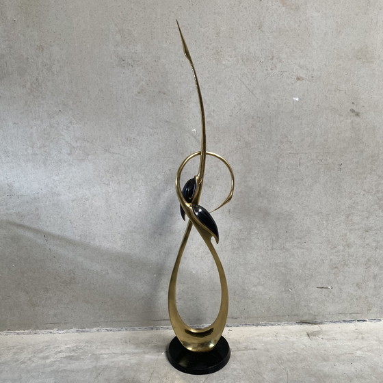 Image 1 of Large Brass Crane Statue 158 cm Boris Lovet-Lorski 1950