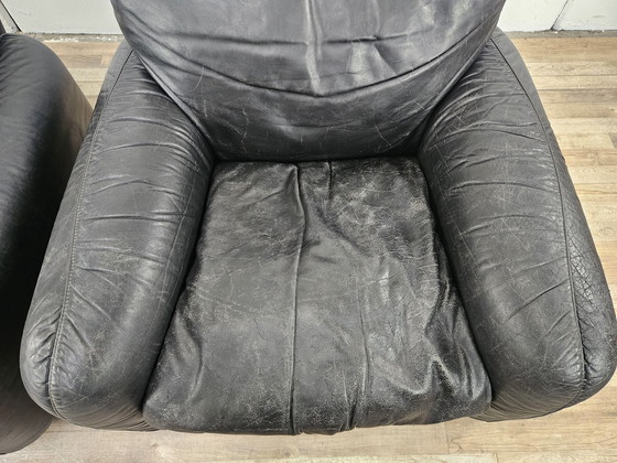 Image 1 of 'Piumotto' Leather Armchairs By Arrigo Arrigoni For Busnelli