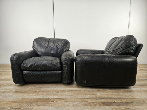 Image 1 of 'Piumotto' Leather Armchairs By Arrigo Arrigoni For Busnelli