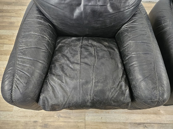 Image 1 of 'Piumotto' Leather Armchairs By Arrigo Arrigoni For Busnelli