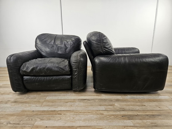 Image 1 of 'Piumotto' Leather Armchairs By Arrigo Arrigoni For Busnelli
