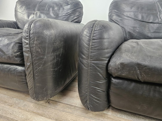 Image 1 of 'Piumotto' Leather Armchairs By Arrigo Arrigoni For Busnelli