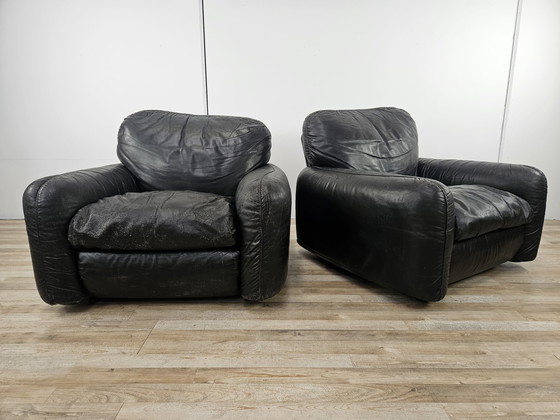 Image 1 of 'Piumotto' Leather Armchairs By Arrigo Arrigoni For Busnelli
