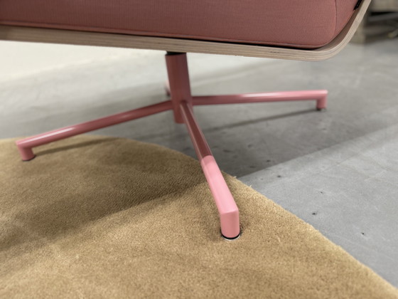 Image 1 of Harvink The Cape Swivel Armchair With Footstool Pink Fabric