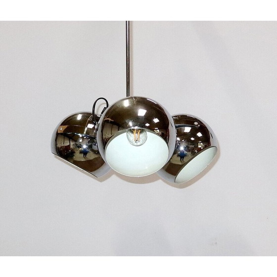 Image 1 of Vintage Eyeball pendant lamp in chrome metal with 3 reflectors, 1960