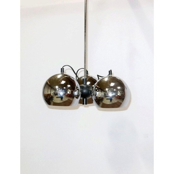 Image 1 of Vintage Eyeball pendant lamp in chrome metal with 3 reflectors, 1960